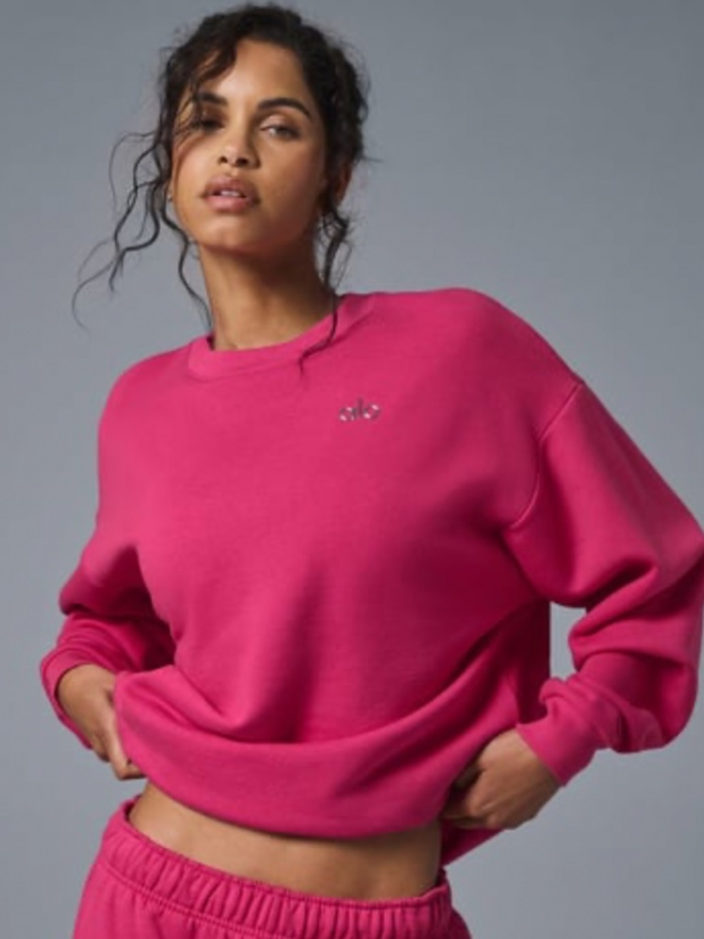 ALO ACCOLADE CREW NECK PULLOVER - PINK